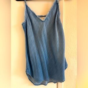 NWT! Bella Dahl Frayed Chambray Camisole; Sz XS